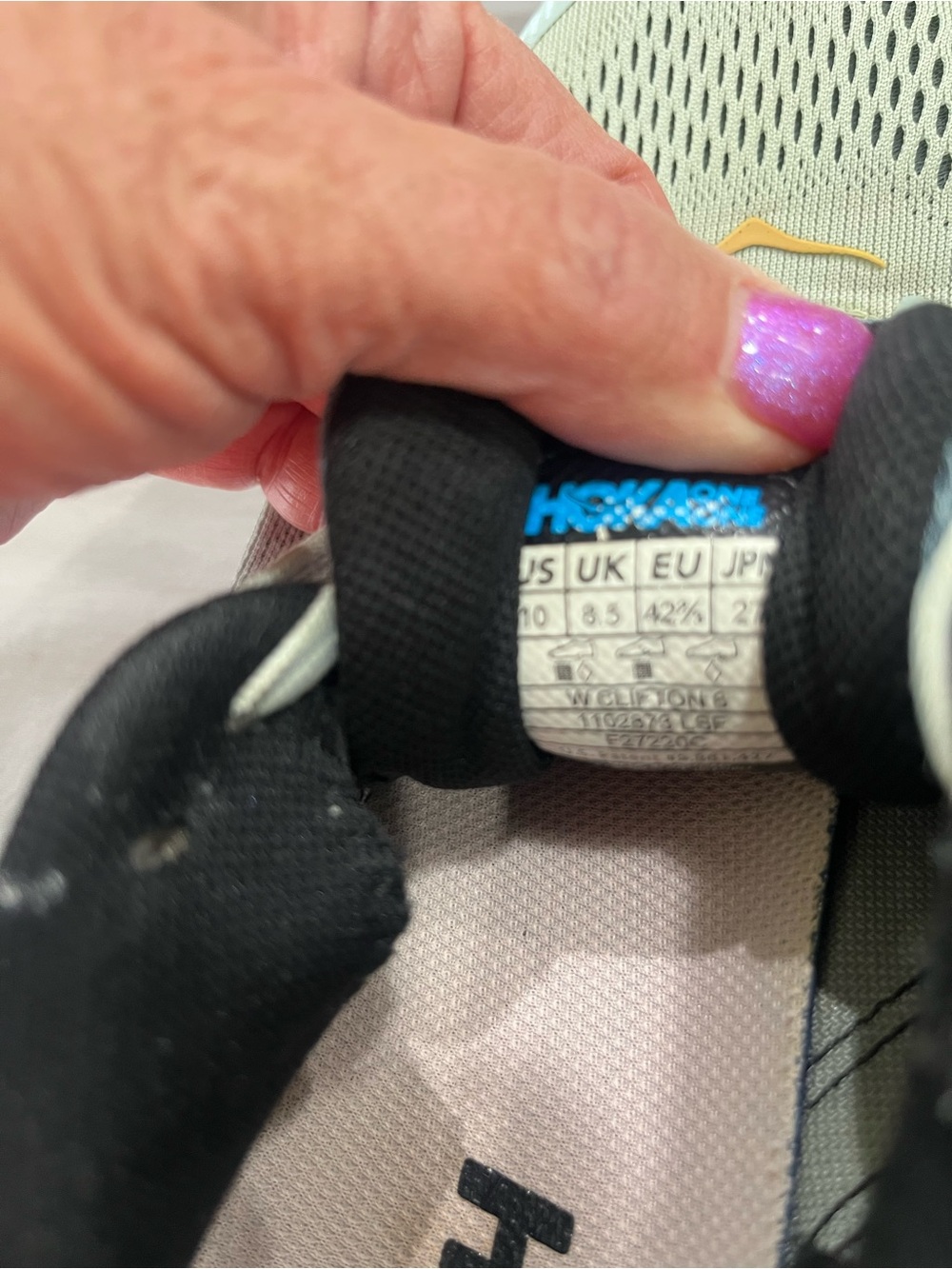Hoka One One Black with Blue Logo Running Shoe Interior - Picture 7 of 7
